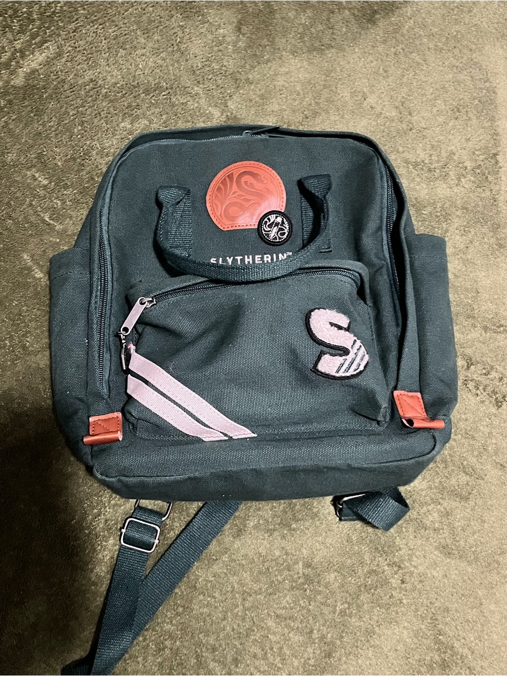 Harry Potter Slytherin Patch Backpack Forest Green Canvas Official Rucksack